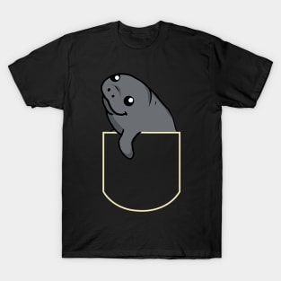 Funny Manatee In The Pocket Gift Dugong Pocket T-Shirt